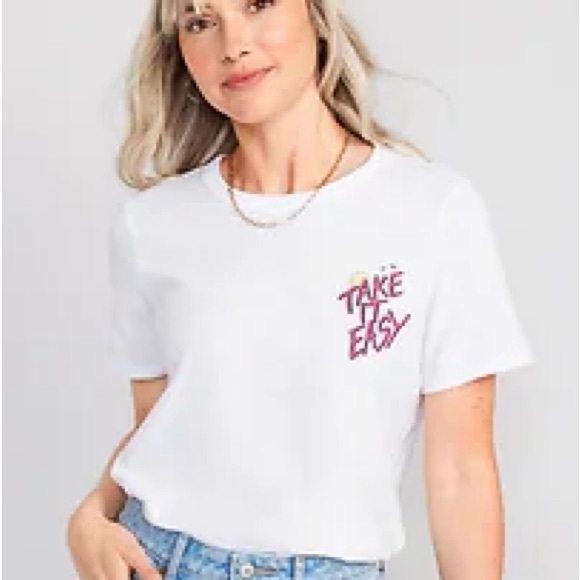 NWT OLD NAVY EveryWear Slub-Knit Graphic T-Shirt  Color: Calla Lilies - Picture 4 of 9